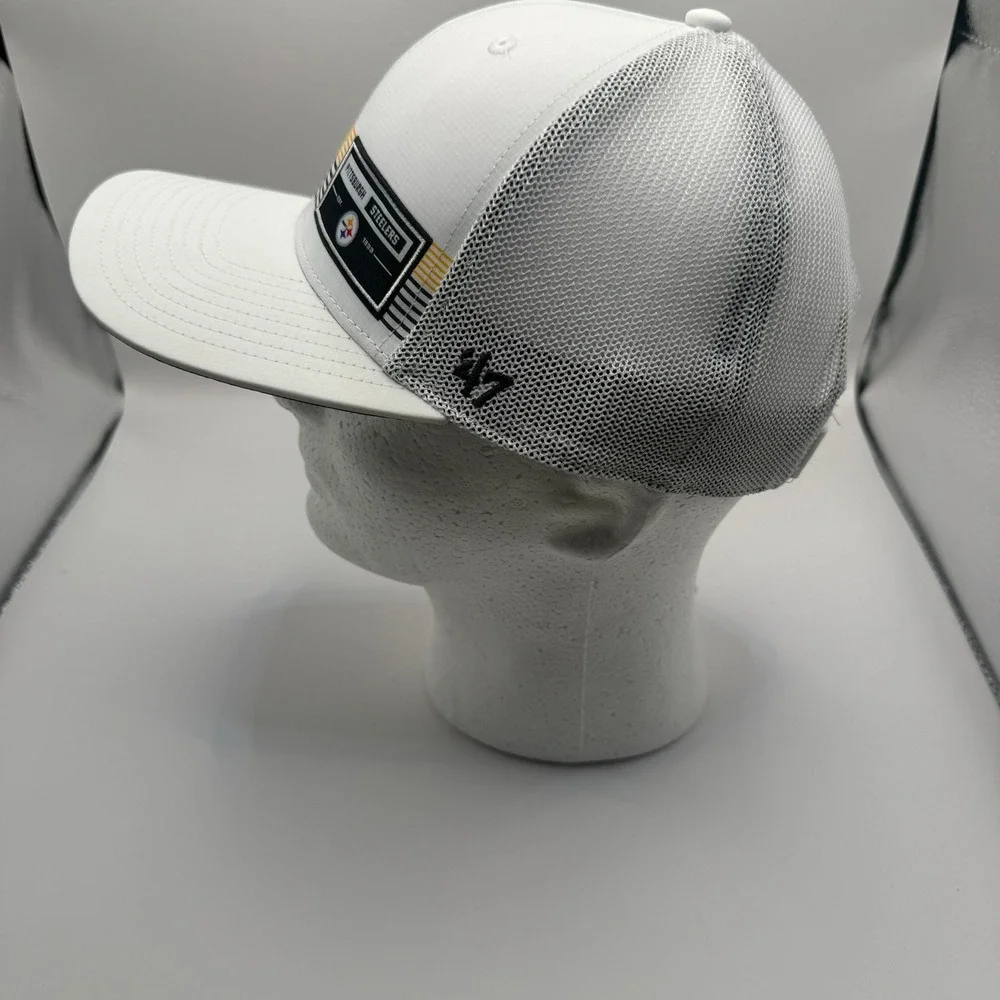 47 Brand Pittsburgh Steelers NFL Trucker Hat White Grey Mesh Snapback Cap OSFA